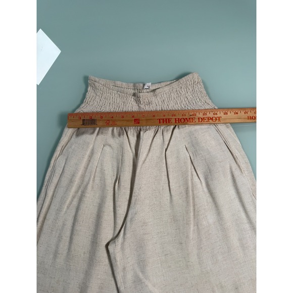 ANRABESS Wide Leg Pants Women's M Linen Blend Beige Cropped Lightweight Pockets - Picture 8 of 14